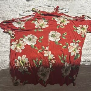Chic Soul Red Tie Front Blouse with Short Sleeves